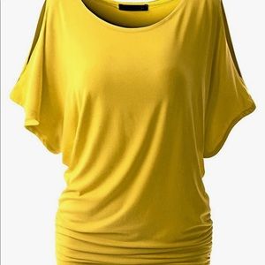 Dolman short sleeve cold shoulder top womens large